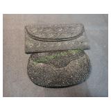 (2) Vtg Black Beaded Clutch Purses