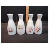 (4) Ceramic Japanese Tokkuri Saki Bottles