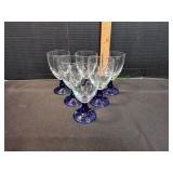 (6) Vtg Cobalt Blue Stem Water Goblets