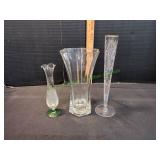 Vtg 7" Etched Glass Bud Vase & More