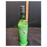 Green Bottle of Sand w/ Sea Shells