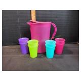 Tupperware Jungle Well Pitcher w/ (8) Cups