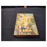 Vtg Wood Trinket Box w/ Jewelry