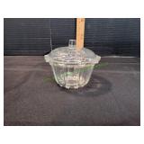 Vtg Beaded Oyster Pearl Clear Candy Dish w/ Lid