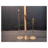 (3) Gold-Tone Metal Tapered Candle Holders