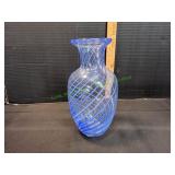Blue Swirl Clear Vase