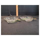 (2) Vtg Leaf Shaped Clear Glass Candy/Nut Dishes