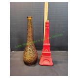 Vtg Red Eiffel Tower Decanter & More
