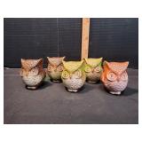 (5) Ceramic Owl Figurines