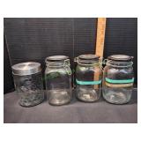 (3)Airtight Glass Storage Jars w/Hinged Lid &