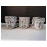 (3) Buddha Face Flower Pots