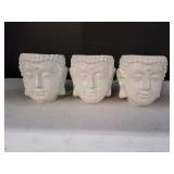 (3) Buddha Face Flower Pots