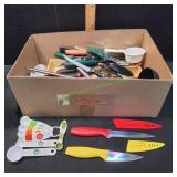 Box of Kitchen Knives & More