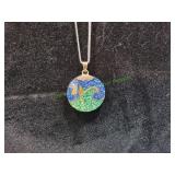 Vtg Mexico 925 Sterling Sliver Inlay Pendant