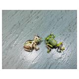 Vtg Cat & Frog Pins / Brooches