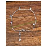 Sterling Silver Multi-Color Cubic Zirconia Anklet