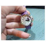 Hansline Quartz Train Motif Watch w/ Purple Band