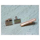 Vtg Sterling Cufflinks w/ Tie Clip