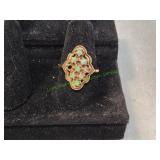 10K Gold Opal Cluster Ring, Sz 8