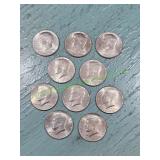 (10) Bi-Centennial Kennedy Half Dollars