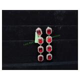 Red Crystal Rhinestone Dangle Earrings