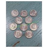 (10) 1971-1994 Kennedy Half Dollars
