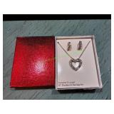Genuine Crystal 18" Heart Pendant & Earring Set