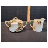 Vtg Nippon Hand Painted Creamer & Sugar Bowl