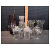 Vtg Gass Votive Holders, Glass Lamp Chimney &