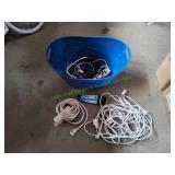 Blue Bucket w/ Extension Cord/Power Strips
