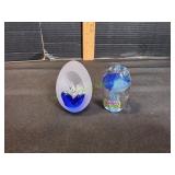 (2) Decorative Glass Paperweights