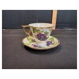 Vtg October Grape Teacup w/ Saucer