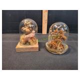 (2) Vtg Glass Dome Decorative Diorama Displays