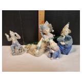 (4) Vtg Porcelain Clown Figurines