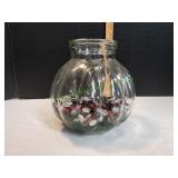 Jar of Colored Glass Beads