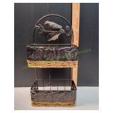 Vtg Wall Hanging Double Letter Basket