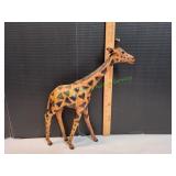 17' Vtg Leather Wrapped Giraffe Figurine