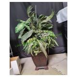 (2) Metal Decorative Planters w/ Faux Plants