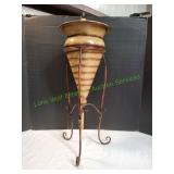 34" Decorative Cone Shaped Planter on Metal Stand