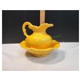 Vtg Yellow McCoy Pottery Mini Wash Basin Set