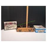 Wicker Serving Tray w/ Holiday Tin & More