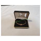 Vtg Garnet Solitaire Cuff Bracelet