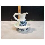 Vtg Avon Delft Blue Milk Glass Pitcher & Basin
