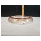 Pink Depression Glass Etched Console Bowl