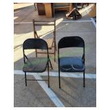 (2) Metal Folding Chairs & (1) Wood Folding Chair