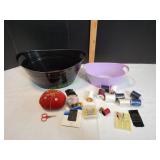 (2) Buckets w/ Sewing Thread & Needles