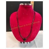 Black Cylindrical Cross Pendant Necklace