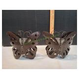 (2) Metal Butterfly Votive Candle Holders