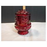 Vtg Indiana Glass Ruby Red Stars & Bars Fairy
