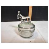 Vtg Jeannette Glass Donkey Powder Bowl